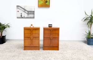 FREE DELIVERY-RETRO VINTAGE MIDCENTURY PAIR OF BEDSIDE TABLES