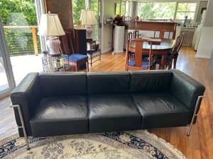 MCM Leather and chrome sofa set