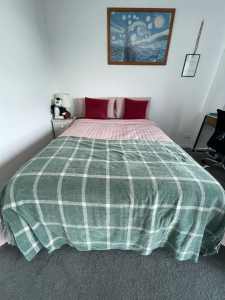 Double Bed Base and Mattress incl 1 Bedside Table with free shelf