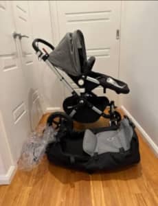 3 pcs Bugaboo camellia 3 baby prom with cot and rain cover set