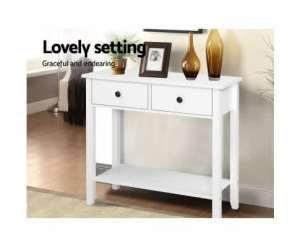 Assembled Hallway Console Hall Side Table 2 Drawers Display White