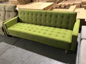 BRAND NEW 2M LONG FABRIC GREEN/DARK GREY SOFABED BACK IN STOCK!