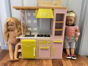 Our Generation Doll Kitchen and 2 dolls