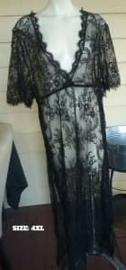 Black Plus Size Floral Lace Over Dress Size: 4XL
