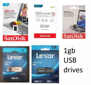 New USB Flash Drive Stick Dongle. 32gb, 64gb, 128gb, 4gb, 1gb, Sandisk