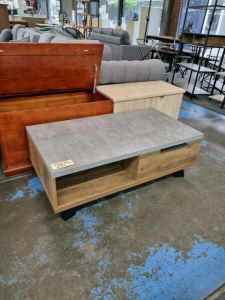 120cm x 60cm Coffee Table Concrete Look / Oak Stone Craft