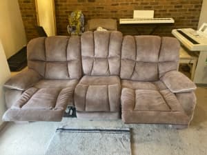 Rhino Suede Brown 3 man Recliner couch ON SALE