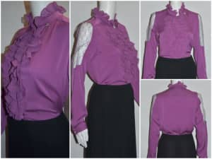 LISA HO Double Georgette Shirt - Amethyst - Size 10 - BNWT RRP$499