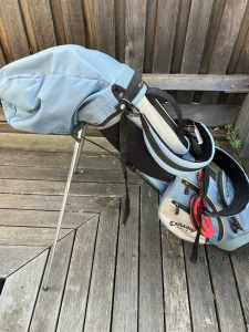 Left hand junior golf clubs and bag