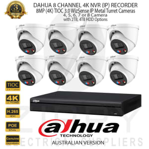 Dahua 8CH 4K NVR Kit 8MP (4K) TIOC 3.0 Metal White Cameras HDDs