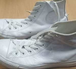 Rare - white leather converse all star hi-top shoes UK 7 EU40 AU9