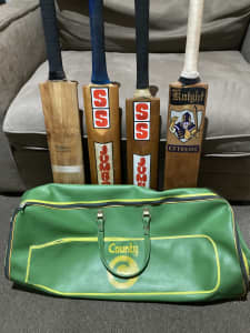 Retro/Vintage Cricket Bats and Bag. SS Jumbo Jnr & Gray Nicolls
