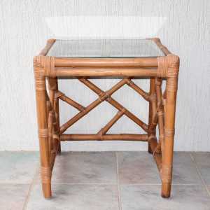 SOLD PENDING Natural Cane Side Table (W) x 43cm(D) x 53cm (H)