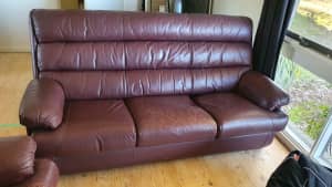 Brown Leather Couch Set