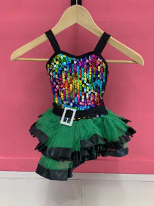 Green and Black Rainbow Sequin Tutu Dance Costume