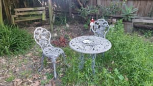 Rustic Garden Table*see description & Chair Set - 3 Piece - Iron