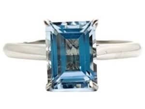 10ct White Gold Michael Hill Ring with Aquamarine - Size O *246911