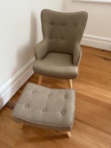 Artiss Fabric Armchair/Nursing Chair Ottoman