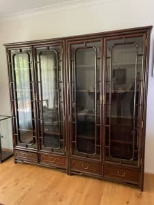 Large Rosewood Bookcase/Display Cabinet Oriental Style