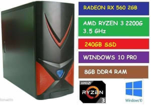 AMD RYZEN 3 2200G 3.5GHz DESKTOP GAMING PC RX 560 2GB 240GB SSD 8GB