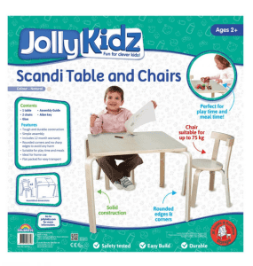 Jolly Kidz Scandi Table & Chairs 60cm Square Natural