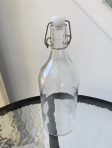 Large 1 Litre clear Colourless Glass Bottle with Stopper Ikea