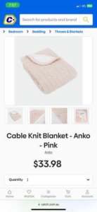 Knit Blanket - Anko - Pink