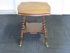 antique oak sidetable, spindal legs, claw feet, excellent condition