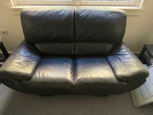 Black Leather 2 Seat Couch