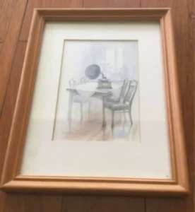 Framed Grammaphone painting in wooden frame