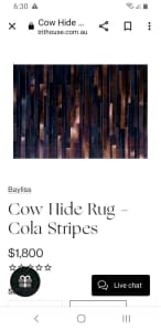 2x3m Bayliss cow hide rug