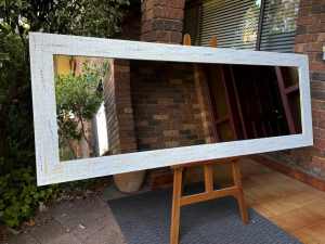 Large Full Length Mirror Tamworth Rustic White Frame 200x73cm