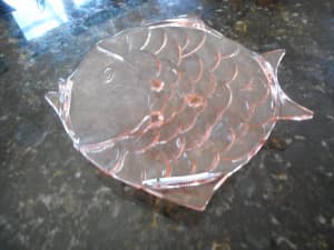Pink fish glass plate