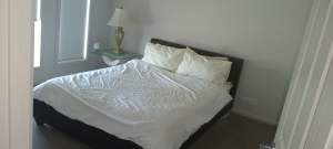 QUEEN SIZE BED WITH MATTRESS & SIDE TABLE