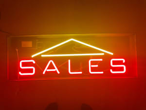 Sales - genuine neon sign with blinker