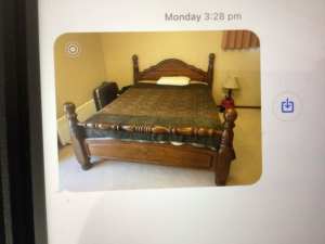 Timber bed, Q/S with mattress