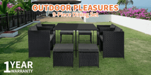 Dreamo Horrocks 8 Seater Outdoor Dining Set – Black