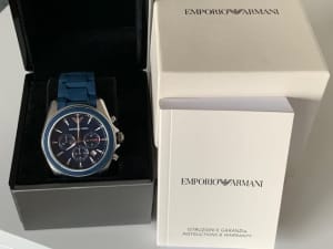 Emporio Armani Chrono Watch (Blue/Silver) with Box & Booklet $199 ONO