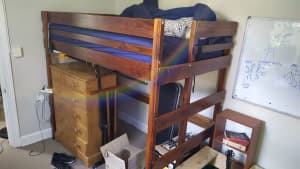 Bunk/loft bed frame. King single. Hardwood. NOT MDF