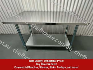 1500x600 Commercial Stainless Steel Kitchen Bench bar/work/shop/cafe