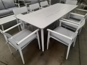 New Havana Designer Aluminium Outdoor Dining Table 8 chairs $3,299 RRP