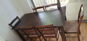 Dining table wooden with 6 chairs