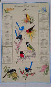 3xTeatowels, Designed In Australia, Australian Birds Calendar 2007$5ea