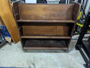 Vintage timber library trolley cart