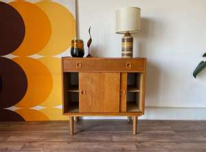 Retro Teak Sideboard Cabinet With Drawer Made in Denmark