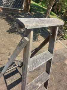 Old vintage wooden step ladder 