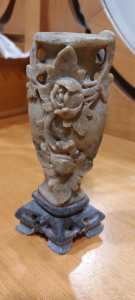 Small carved vintage soapstone vase