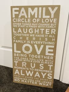 Wooden family sign, love and happiness, 35*66cm, Pick Up West Moonah