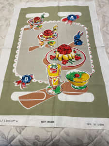 Retro Dessert Pattern Tea Towel - NEVER USED - FOR THE COLLECTOR