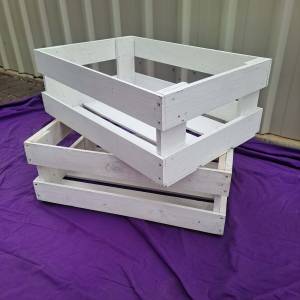 2x Vintage Wooden Farmers Pallets Crates Boxes Painted White